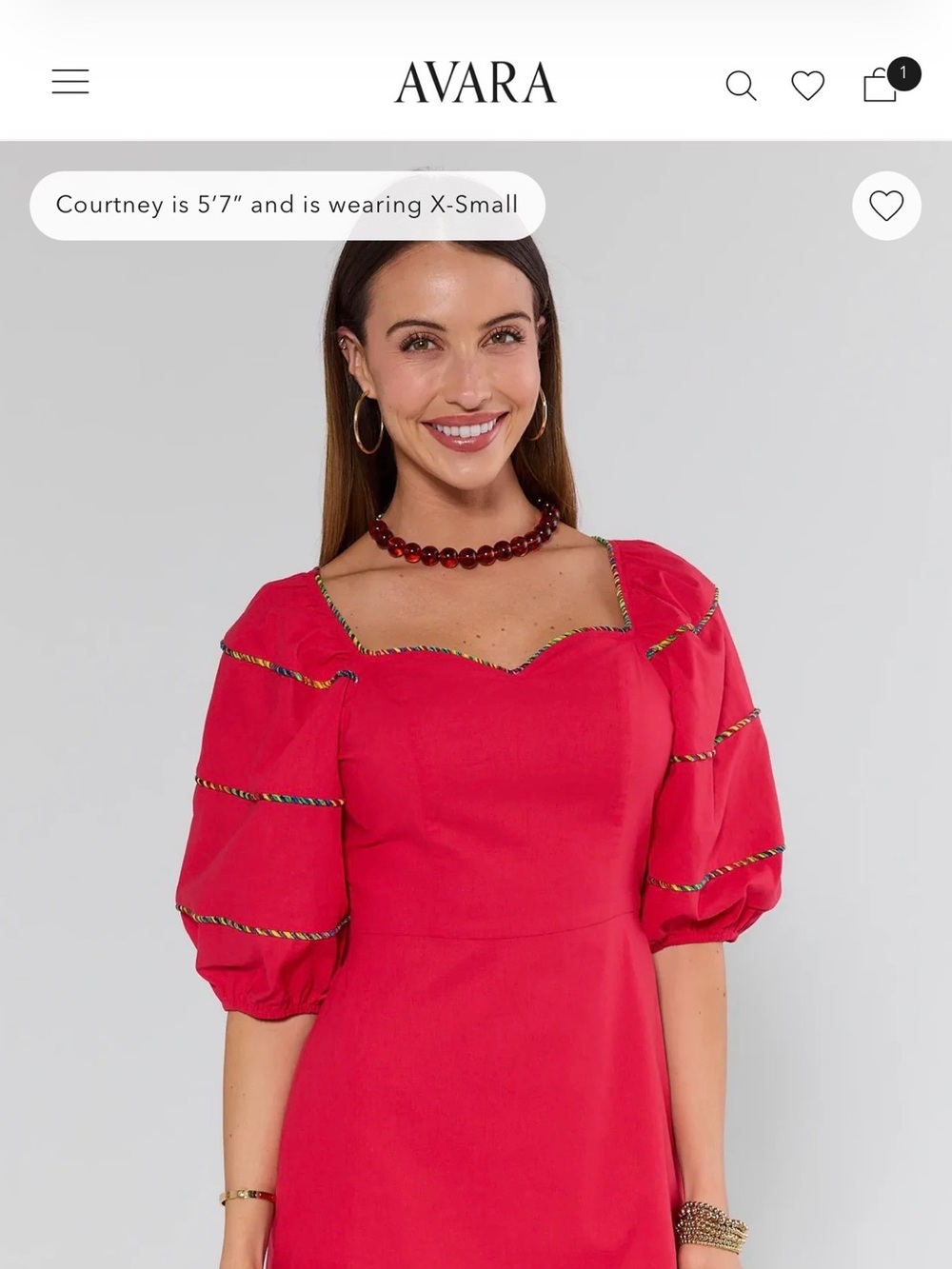 AVARA Scarlet Puff-Sleeve Midi Dress